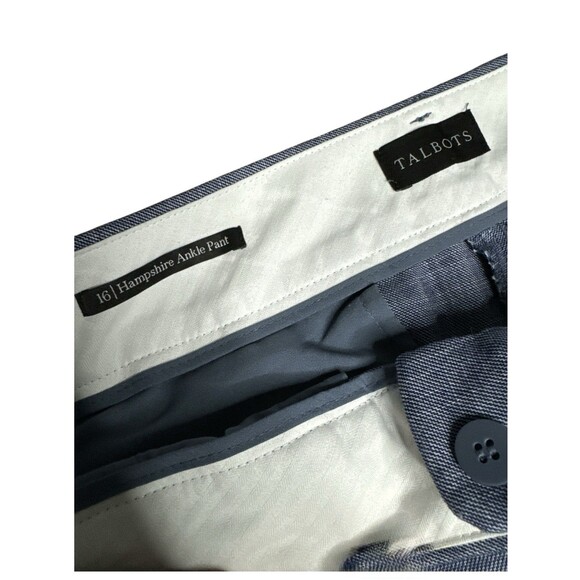 Talbots Hampshire Ankle Pants 16 Sharkskin Blue Straight Leg High Rise Business - Picture 6 of 8